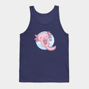 Cute Axolotl Loves Bubble Tea Tank Top